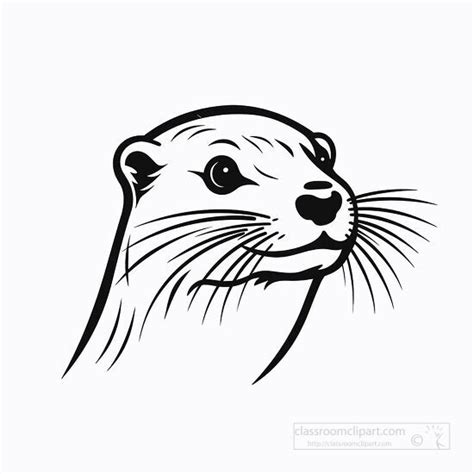 Animal Outline Clipart-otter face black outline clip art