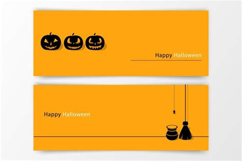 Halloween Hand Drawn Invitation Or Greeting Cards Set Vector