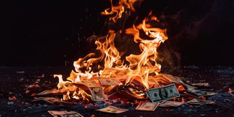 Premium Photo | Burning money banknotes on black background concept of ...