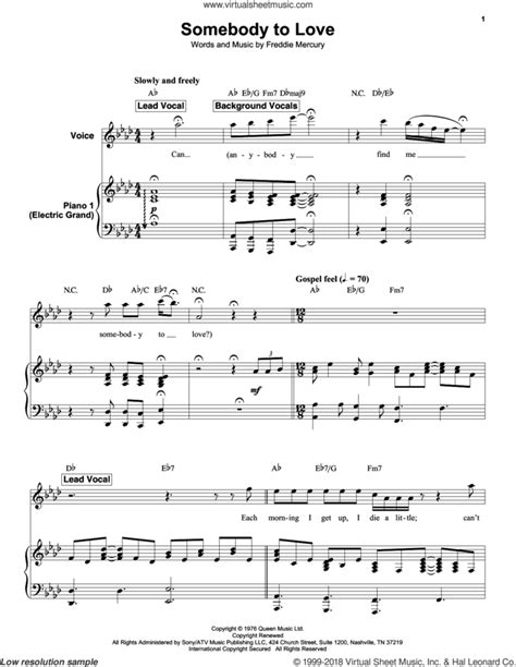 Somebody To Love Sheet Music For Keyboard Or Piano Pdf