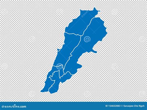 De Kaart Van Libanon Hoog Gedetailleerde Blauwe Kaart Met Provincies