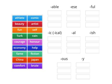 Forming Adjectives Group Sort