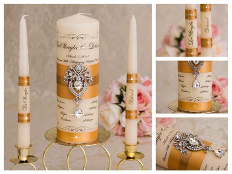 Golden Wedding Unity Candle Set Unity Candles Set Etsy