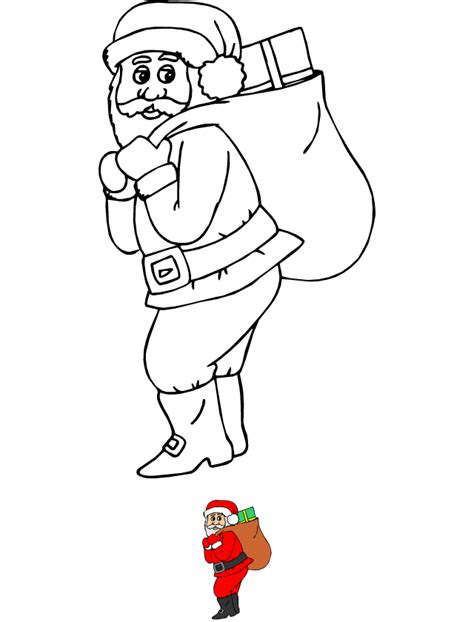 Coloriage Pere Noel Avec Hotte Coloriage Eu Org