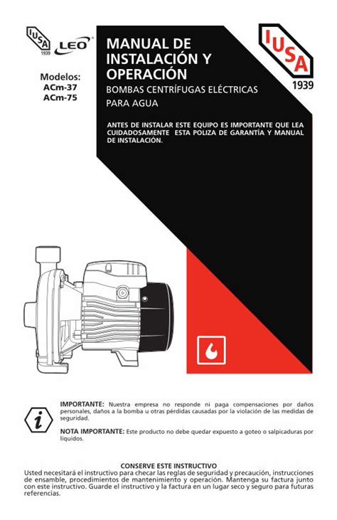 PDF MANUAL DE INSTALACIÓN Y Modelos OPERACIÓN ACm 37 menos para