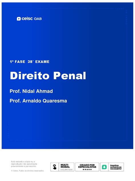 Direito Penal Pdf De Conteúdo 38º Exame Pdf Crimes Crime E