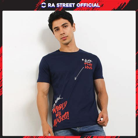 Jual Kaos Pria Tshirt Lengan Pendek Adjust Navy Ra Street Shopee