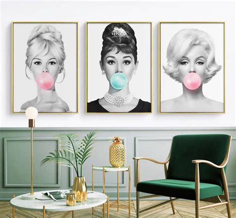 Bubble Gum Wall Art Canvas Audrey Marilyn Brigitte Fashion Etsy