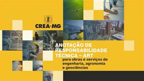 Anotação de Responsabilidade Técnica ART CREA MG YouTube