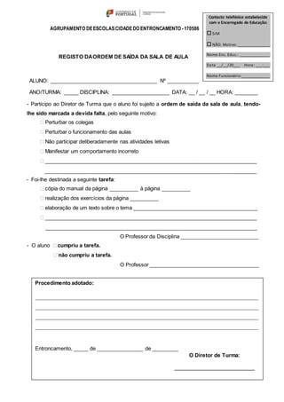 Registo Ordem De Saida Sala Aula Pdf