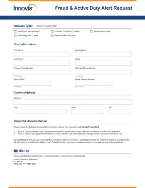 Fillable Online Fraud Active Duty Alert Request Fax Email Print