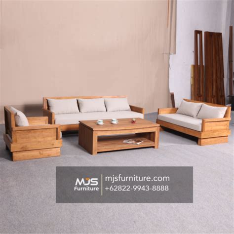 Set Sofa Kursi Tamu Minimalis Kayu Jati Modern Mjs Furniture Jepara