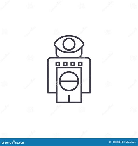 Robot with Sensors Linear Icon Concept. Robot with Sensors Line Vector Sign, Symbol ...