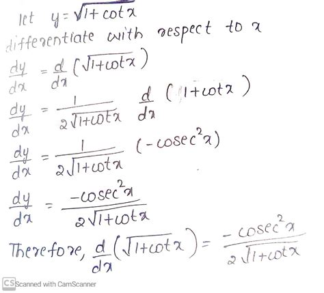 Differentiate Each Of The Following W R T X Sqrt Cot X