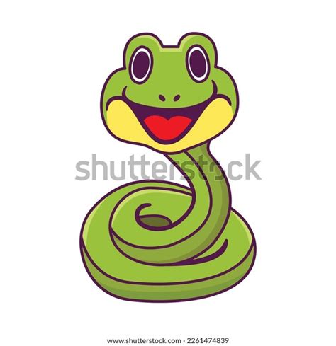 Cute Happy Snake Vector Illustration Template Stock Vector (Royalty ...