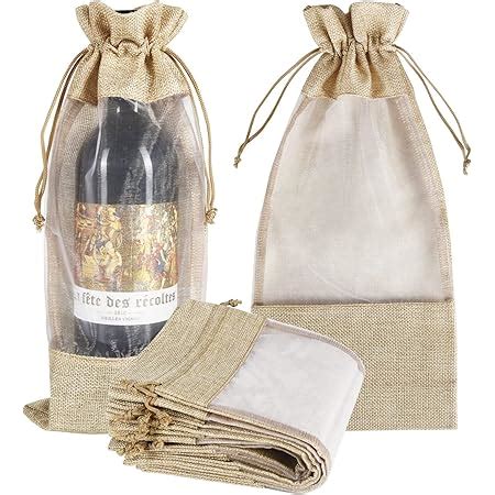 Amazon Jute Wine Bags 10pcs Burlap Wine Bottle Bags 750ml With