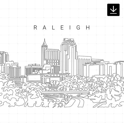 Raleigh NC Skyline Vector Art - Digital Download - EverLineArt