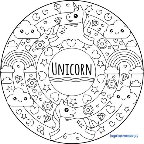 Mandalas De Unicornios Para Niños