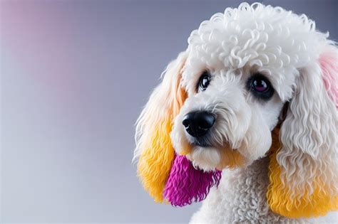 Premium Ai Image Closeup Of Poodle Dog On White Background Ai Generative