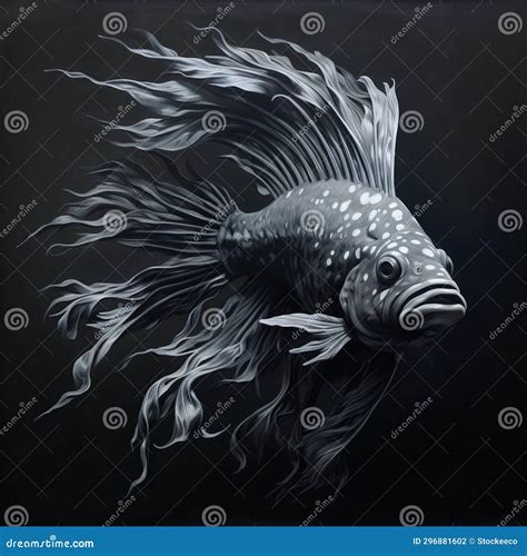 Surreal Betta Fish Painting On Black Background Mythological