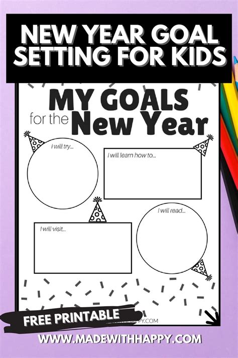 New Year Printable Goal Setting Worksheet for Kids | Kids Worksheets