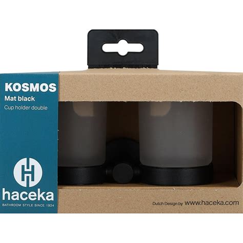 Haceka Kosmos Dubbele Bekerhouder Glas Mat Zwart