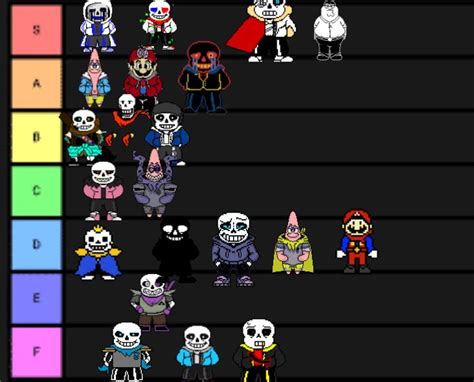 My Take At A Sans Au Tier List Undertale Amino