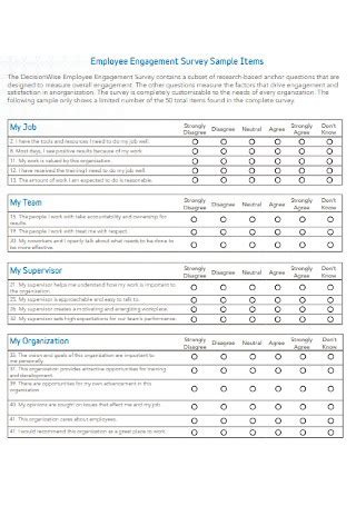 42+ SAMPLE Employee Engagement Surveys in PDF | MS Word | Excel