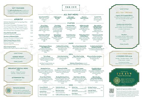 Menu at The Ivy Bournemouth Brasserie restaurant, Bournemouth