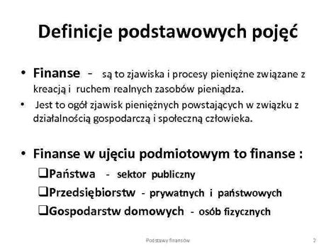 Finanse Podstawowe Poj Cia Definicje Podstawowych Poj Funkcje Finans W