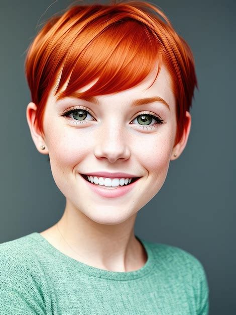 Premium Photo The Face Of A Woman With Short Red Hair