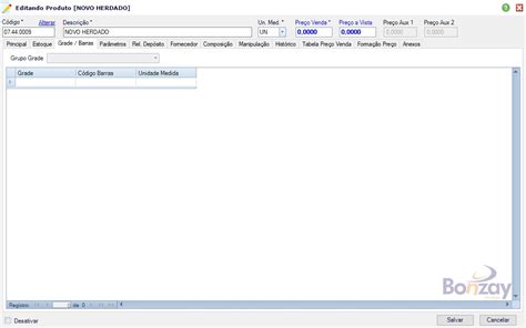 Produtos Cadastro Grade Barras Bonzay Ajuda Online