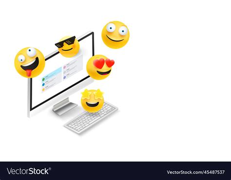 Poster template with computer emojis and copy Vector Image