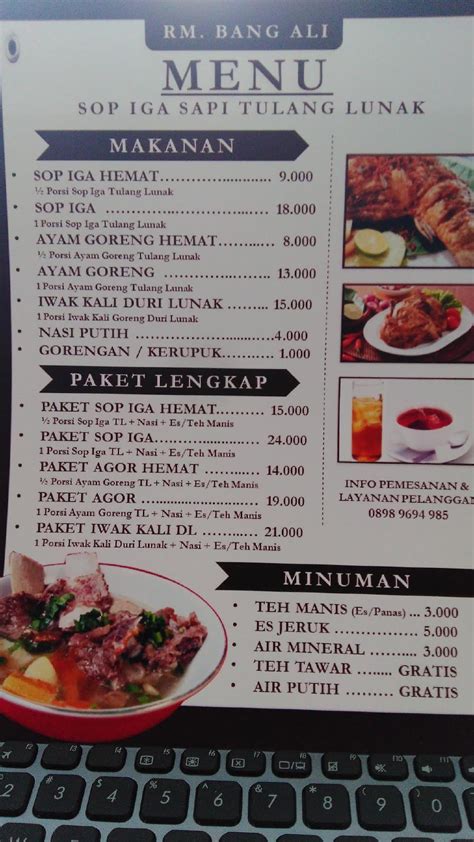 Menu At Sop Iga Sapi Tulang Lunak Bang Ali Restaurant Karangmoncol