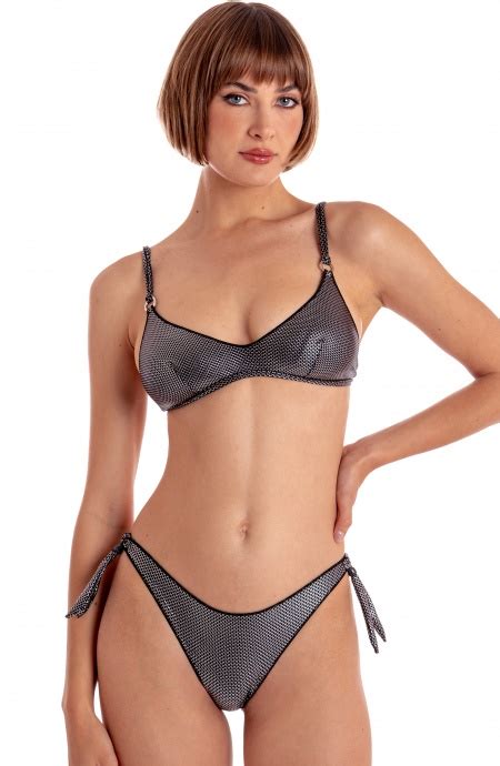 Sujetador De Bikini Acolchado De Malla Met Lica Con Aros Talla S Color