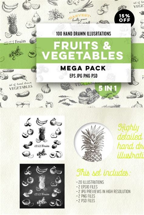 Mega Pack Fruits And Vegetables Masterbundles