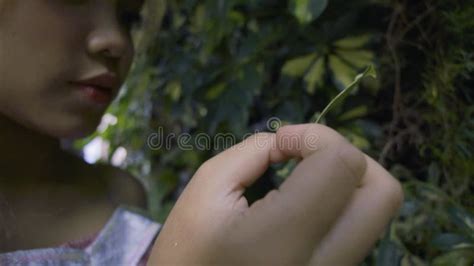 A Blonde Princess With A Pink Dress Playing In The Forest Castle With Green Leaves And Flowers