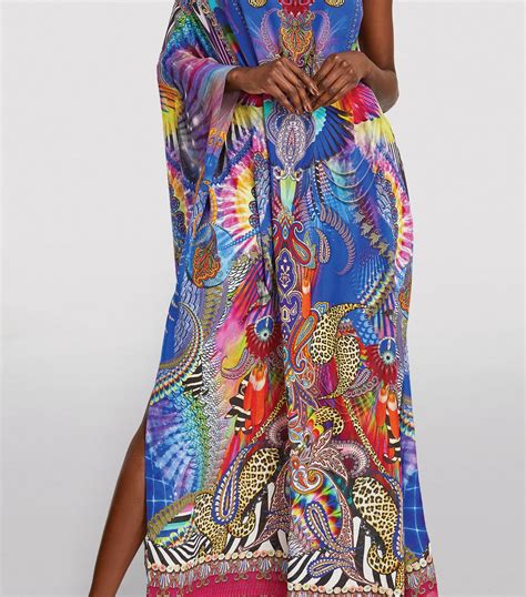 Camilla Blue Silk One Shoulder Kaftan Dress Harrods Uk