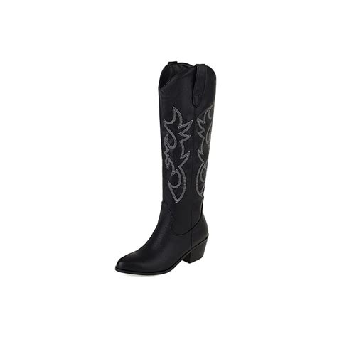 Cute Black Knee High Cowgirl Boots Iheels Australia