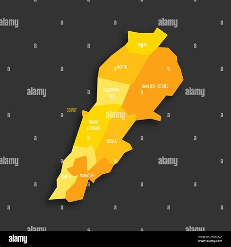 Lebanon Political Map Of Administrative Divisions Governorates