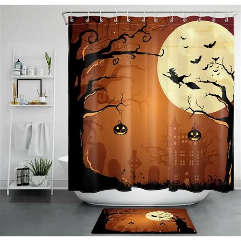 Spooky Halloween Witch Shower Curtain Perfect Bathroom Decor For A