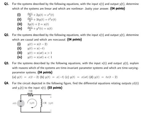 Solved Q1 For The Systems Described By The Following Chegg