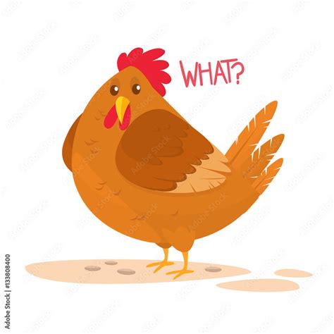 Cartoon Big Fat Hen Isolated On A White Background Vector Illustration