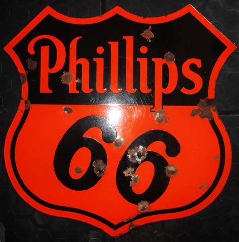 Rare Phillips 66 Double Sided Porcelain Badge Sign Circa 1945 Old