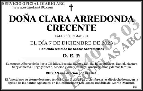 Clara Arredonda Creciente Esquelas Abc