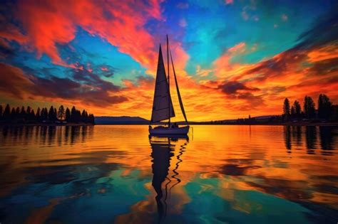 Premium Ai Image Silhouette Of A Sailboat At Sunset With Vibrant