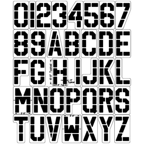 6` Bold Block Letters Stencil - 1/8 Inch (125 mil)