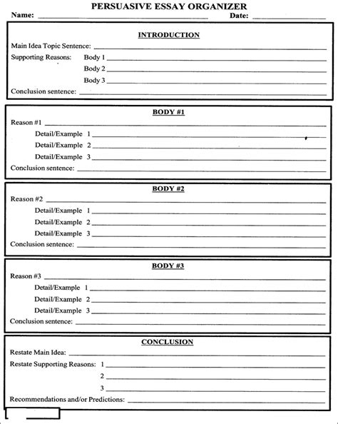 Printable Graphic Organizer For 5 Paragraph Essay 5 Paragraph Graphic Organizer