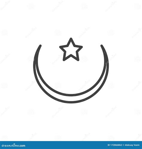 Islamic Moon And Star Line Icon Stock Vector Illustration Of Crescent