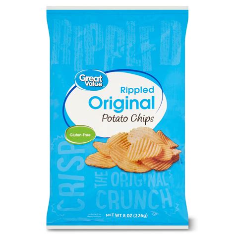 Great Value Rippled Original Potato Chips 8 Oz